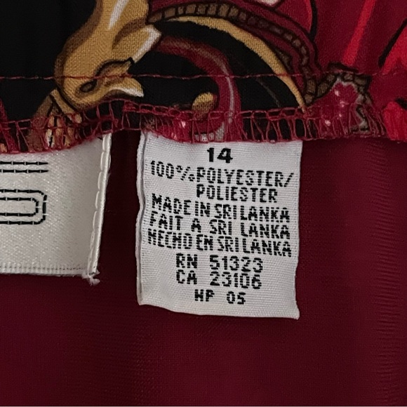 Vintage 80’s 90’s Chaus Red Paisley Flowy Semi-Sheer Lined Midi Skirt Size 14 - Picture 4 of 14